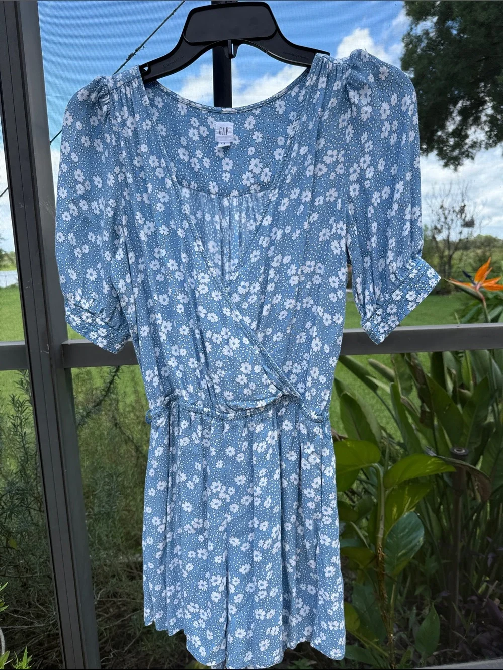 GAP Blue Floral Wrap Romper